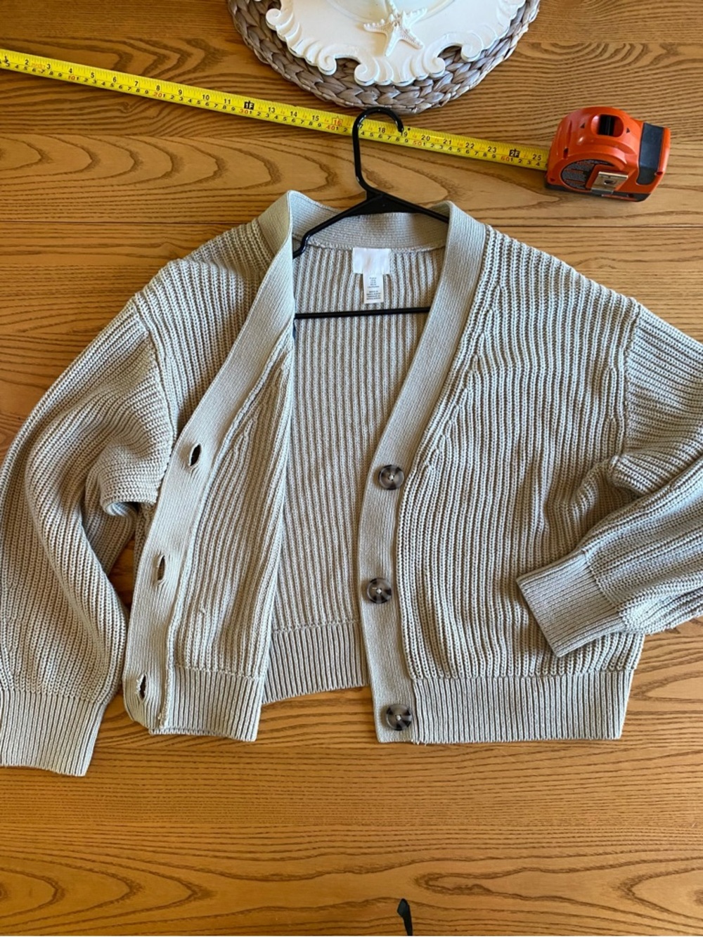 H&M Light Beige Ribbed Button Cardigan - Picture 2 of 7